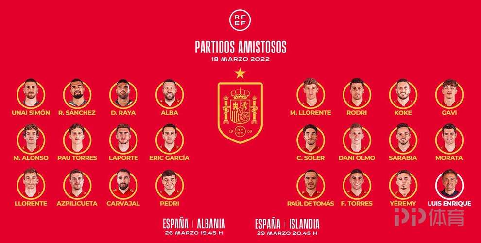 西班牙友谊赛名单